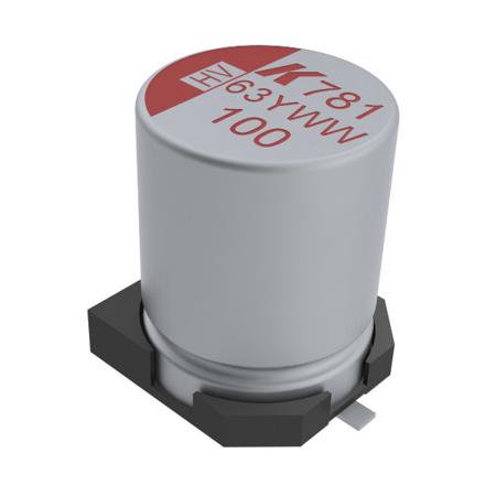 A781MS107M1JLAS030 KEMET 100μF Surface Mount Polymer Capacitor, 63V