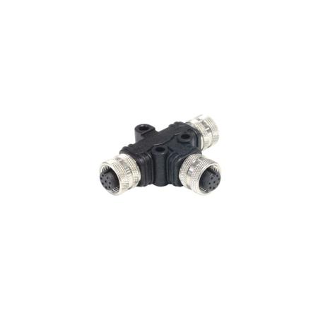 PXPPVC12TSFF12AFBBFB Bulgin Tee Female Pole M12 Socket to 12 Pole M12 Socket Adapter