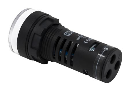 909-2534 RS Pro White LED Pilot Light Complete With Test Circuit, 22mm Cutout, IP65, Round, 230 V ac, 20 mA