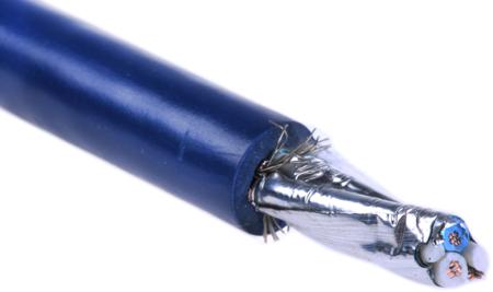 6450 BL005 Alpha Wire, Alpha Essentials Data & Bus Cable series Foil/Braid Shield Blue Twinaxial Cable, 8.23mm OD 30m, 78 Ω