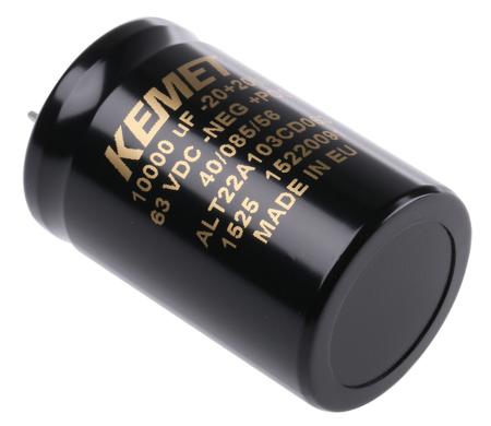 ALT22A103CD063 KEMET 10000μF Aluminium Electrolytic Capacitor 63V dc, Solder Lug -