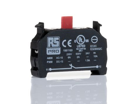 188-1169 RS PRO Contact Block, 230V, 1NC, Screw terminal