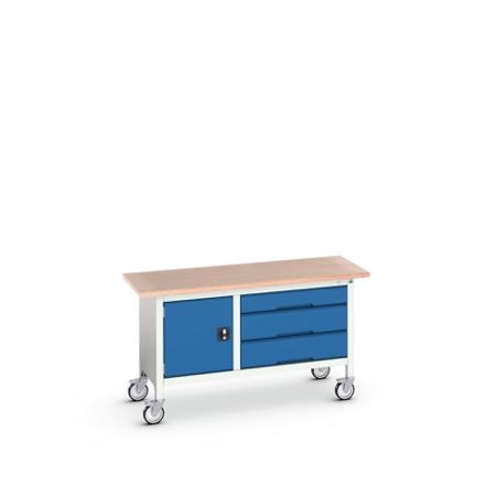16923214-11 Bott 1 Door, 3 Drawer Sheet Steel Floor Standing Storage Cabinet, 1500 x 600 x 830mm