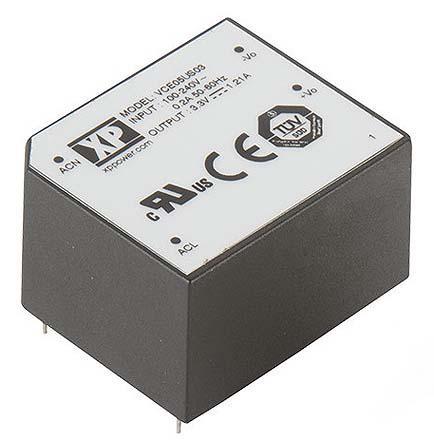 VCE05US05 XP Power Switching Power Supply, , 5V dc, 1A, 5W, 1 Output, 80 → 264V ac Input Voltage