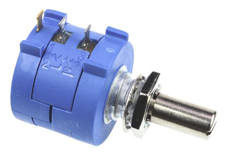 3590S-2-203L Bourns 3590S Series Wirewound Potentiometer with a 6.35 mm Dia. Shaft 10-Turn, 20kΩ, ±5%, 2W, ±50ppm/°C, Panel Mount