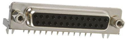 1734349-1 TE Connectivity AMPLIMITE HD-20 Series, 25 Way Right Angle PCB D-sub Connector Socket, 2.77mm Pitch