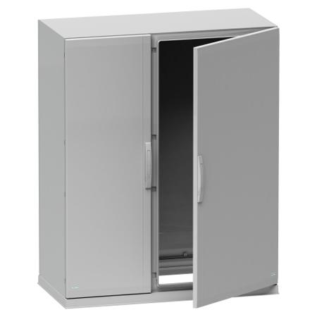 NSYPLAZ10124G Schneider Electric Thalassa Series Fibreglass Reinforced Polyester Double-Door-Door Floor Standing Enclosure, Opaque