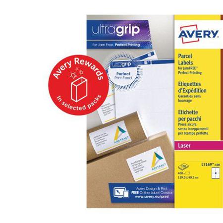 L7169-100 Avery White Adhesive High Visibility Label Sheet, Pack of 100Sheets