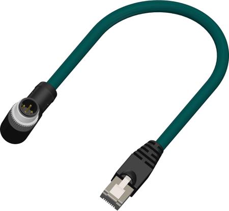 283-4980 RS PRO Right Angle Male 4 way M12 to Straight Male 4 way M12 Actuator/Sensor Cable, 2m