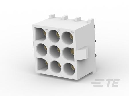 350835-4 TE Connectivity MATE-N-LOK Series Vertical Board Mount PCB Header, 9 Contact(s), 6.35mm Pitch, 3 Row(s), Shrouded