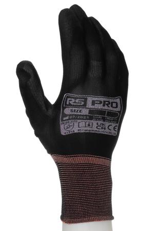 LN620-07 RS PRO Black Nylon General Purpose Work Gloves, Size 7, Small, Polyurethane Coating