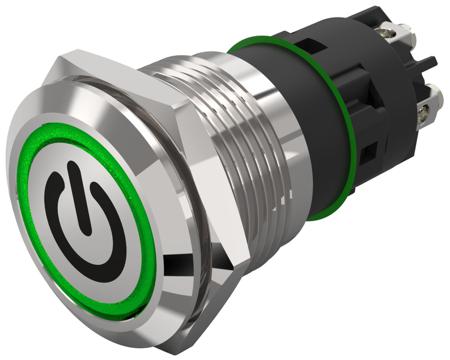 82-5152.1134.B002 EAO 82 Series Illuminated Illuminated Push Button Switch, Momentary, Panel Mount, 19mm Cutout, SPDT, Green LED, 240V,