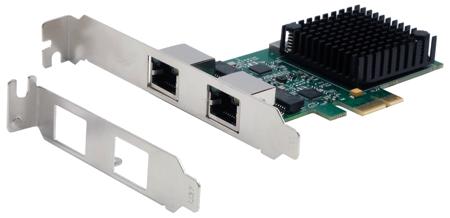EX-60112 Exsys 2 Port PCIe RJ45 Network Card, 10/100/1000/2500Mbit/s
