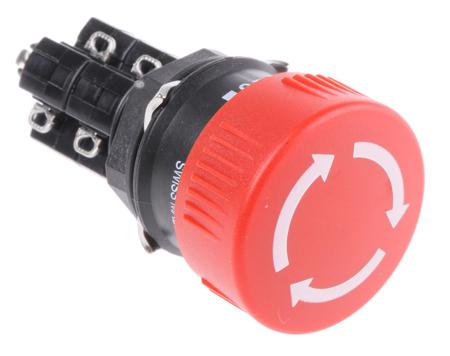 51-259.025 EAO Maintained Emergency Stop Push Button, Panel Mount, DPST, IP65