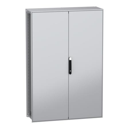 NSYSFN1812402D Schneider Electric PanelSeT SFN Series Galvanised Steel Double-Door-Door Floor Standing Enclosure, Plain Door Door,