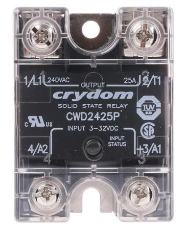 CWD2425P Sensata Crydom CW24 Series Solid State Relay, 25 A rms Load, Panel Mount, 280 V rms Load, 32 V Control