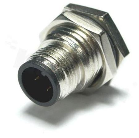 M12A-04PMMS-SF8002 Amphenol Industrial Circular Connector, 4 Contacts, Panel, M12 Connector, Plug, Male, IP68, IP69K, M Series