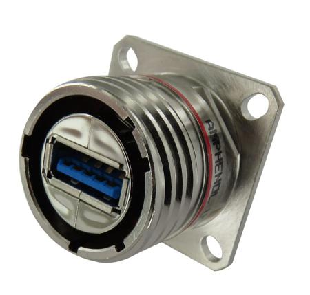 USB3FTV6G Amphenol Socapex Straight, Panel Mount, Plug- Single Port Type USB A USB 3.2 IP68 USB Connector