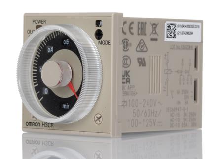 H3CR-A8 100-240VAC/100-125VDC Omron H3CR Series Plug In Timer Relay, 100-240/100-125V ac/dc, 2-Contact, 0.05 → 1080000s, DPDT
