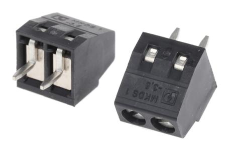 1985807 Phoenix Contact MKDS 1/ 2-3.5 HT BK Series PCB Terminal Block, 2-Contact, 3.5mm Pitch, Through Hole Mount, 1-Row,