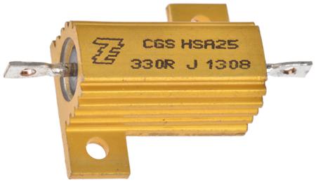 HSA25330RJ TE Connectivity HSA25 Series Aluminium Housed Solder Lug Wire Wound Panel Mount Resistor, 330Ω ±5% 25W