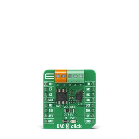 MIKROE-4229 MikroElektronika , DAC 8 Click 16-bit DAC Add On Board for mikroBUS for DAC8554IPWR