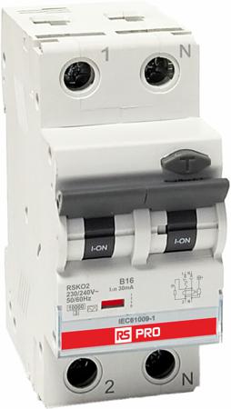 756-204 RS PRO RCBO, 16A Current Rating, 1-Pole, 30 mA Trip Sensitivity, Type B, RSKO Range, RCBO Range