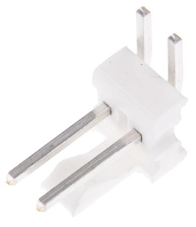 640457-2 TE Connectivity MTA-100 Series Right Angle Through Hole Pin Header, 2 Contact(s), 2.54 mm Pitch, 1 Row, Unshrouded