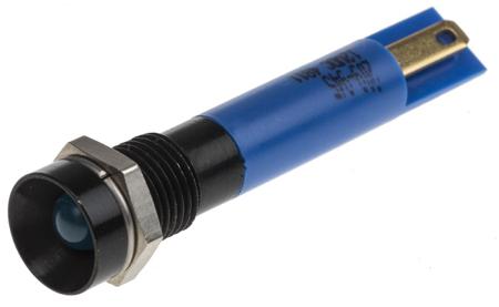 209-945 RS PRO Blue Panel Mount Indicator, 12V dc, 8mm Mounting Hole Size, Solder Tab Termination