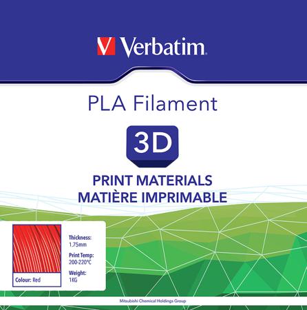 55320 Verbatim 1.75mm Red PLA 3D Printer Filament, 1kg