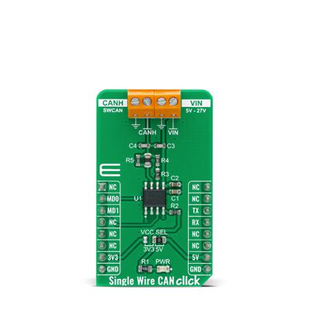 MIKROE-4225 MikroElektronika Single Wire CAN Click NCV7356D1R2G Sensor Add-On Board for Industrial Equipment