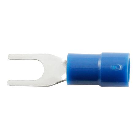 270-7483 RS PRO Insulated Crimp Spade Connector, 1.5mm² to 2.5mm², 16AWG to 14AWG, 3.2mm Stud Size Vinyl, Blue