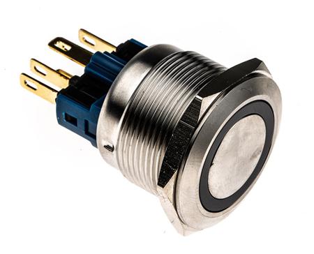 811-8540 SPDT On-Momentary Push Button Switch, IP65, IP67, 22 (Dia.)mm, Panel Mount Green LED, 250V ac