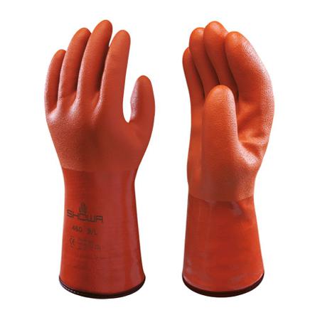 SHO4604 Showa 460 Orange Acrylic, Cotton Chemical Resistant Work Gloves, Size XL, PVC Coating