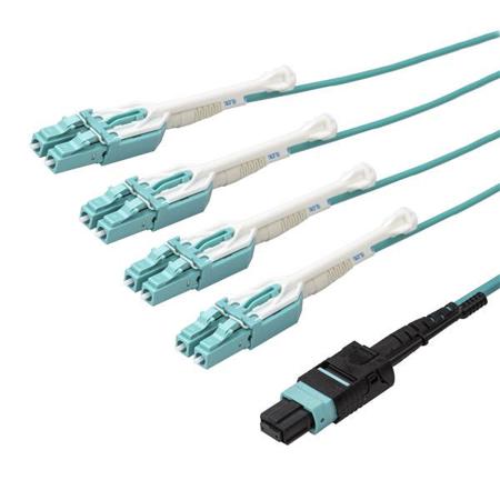 MPO8LCPL2M StarTech.com MPO to LC Duplex Multi Mode OM3 Fibre Optic Cable, 50/125μm, Aqua, 2m