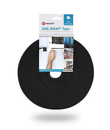 VEL-OW64140 Velcro Professional Series, Black Polypropylene Cable Tie Assemblies25m x 20mm
