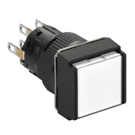 XB6ECF1B2P Schneider Electric Harmony Series Illuminated Illuminated Push Button Switch, Latching, Flush Mount, 16mm Cutout, White