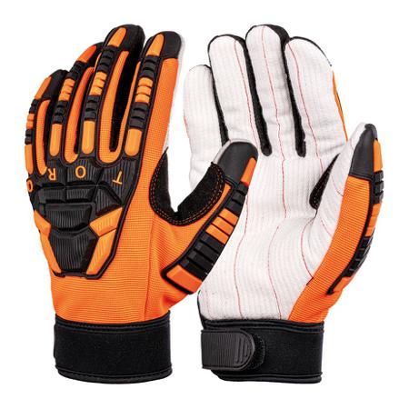 SKG00025CN Skytec Torq Derrick Orange, White Polyester, Spandex, TPR Cut Resistant, Impact Protection Work Gloves, Size XL,