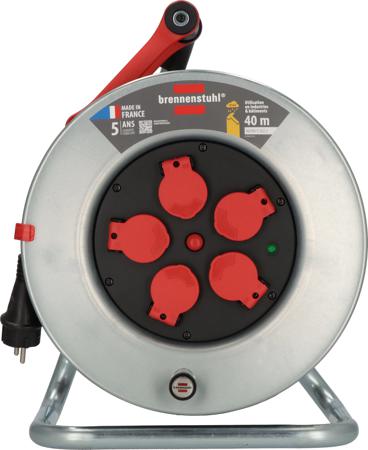 1207951 brennenstuhl 40m 5 Socket Type E - French Cable Reel Open Reel, 230 V, IP44