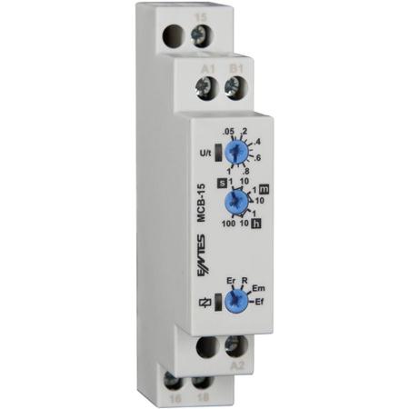 MCB-15 ENTES MCB Series DIN Rail Mount Timer Relay, 24 → 240V ac, 1-Contact, 0.05 sec → 100 hrs, SPDT