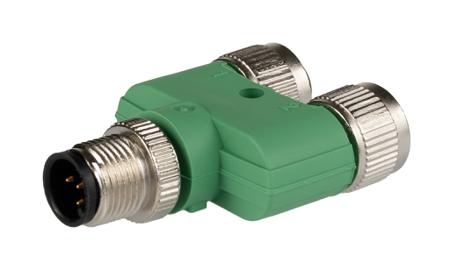 1511789 Phoenix Contact Y-Shaped 4 Pole M12 Plug to 4 Pole M12 Socket Adapter