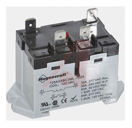 725AXXBC3ML-120A Schneider Electric SPNO DIN Rail Non-Latching Relay, 120V ac Coil 12 A