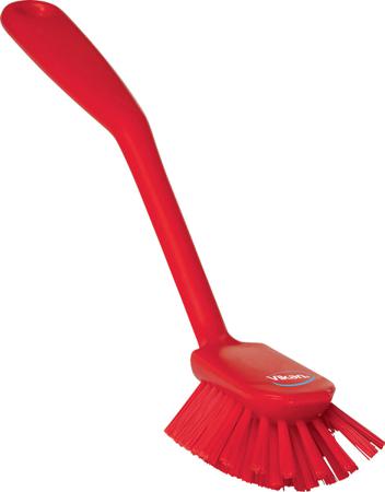42374 Vikan Medium Bristle Red Scrubbing Brush, 23mm bristle length, PET bristle material