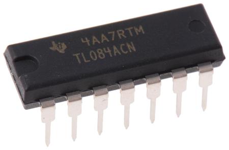 TL084ACN  Texas Instruments, Operational Amplifier, 3 MHz, 14-Pin 15 V PDIP