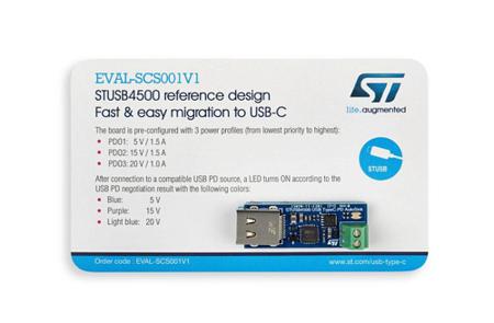 EVAL-SCS001V1 STMicroelectronics Fast and Easy Migration from DC Barrel to Type-C for STUSB4500