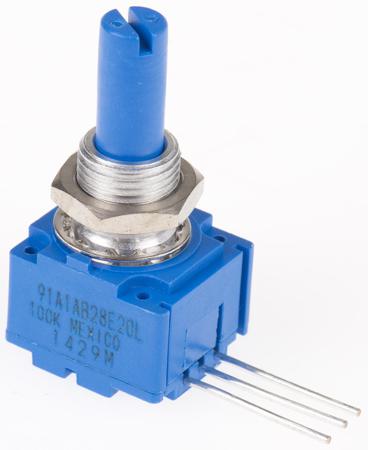 91A1A-B28-E20L Bourns 91 100kΩ Rotary Potentiometer 1-Gang Panel Mount,