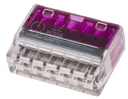 2299518-1 TE Connectivity  Push Wire Terminal, 0.5 → 2.5 mm², 22 → 12 AWG, Purple, 6 Way
