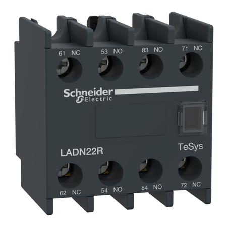 LADN22R Auxiliary Contact Block, 4 Contact, 2NO/2NC, Screw Mount, TeSys Deca LADN
