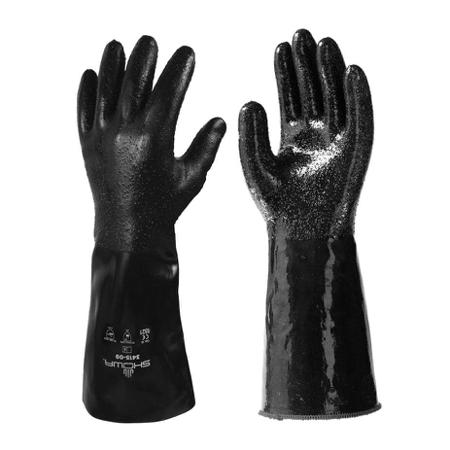 SHO34152 Showa 3415 Black Polyester Chemical Environment Work Gloves, Size Medium, Neoprene Coating