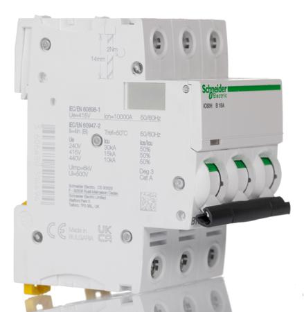A9F53316 Acti 9 iC60H MCB Mini Circuit Breaker 3P, 16 A, 10 KA, Curve B